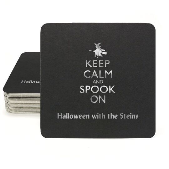 Keep Calm and Spook On Square Coasters